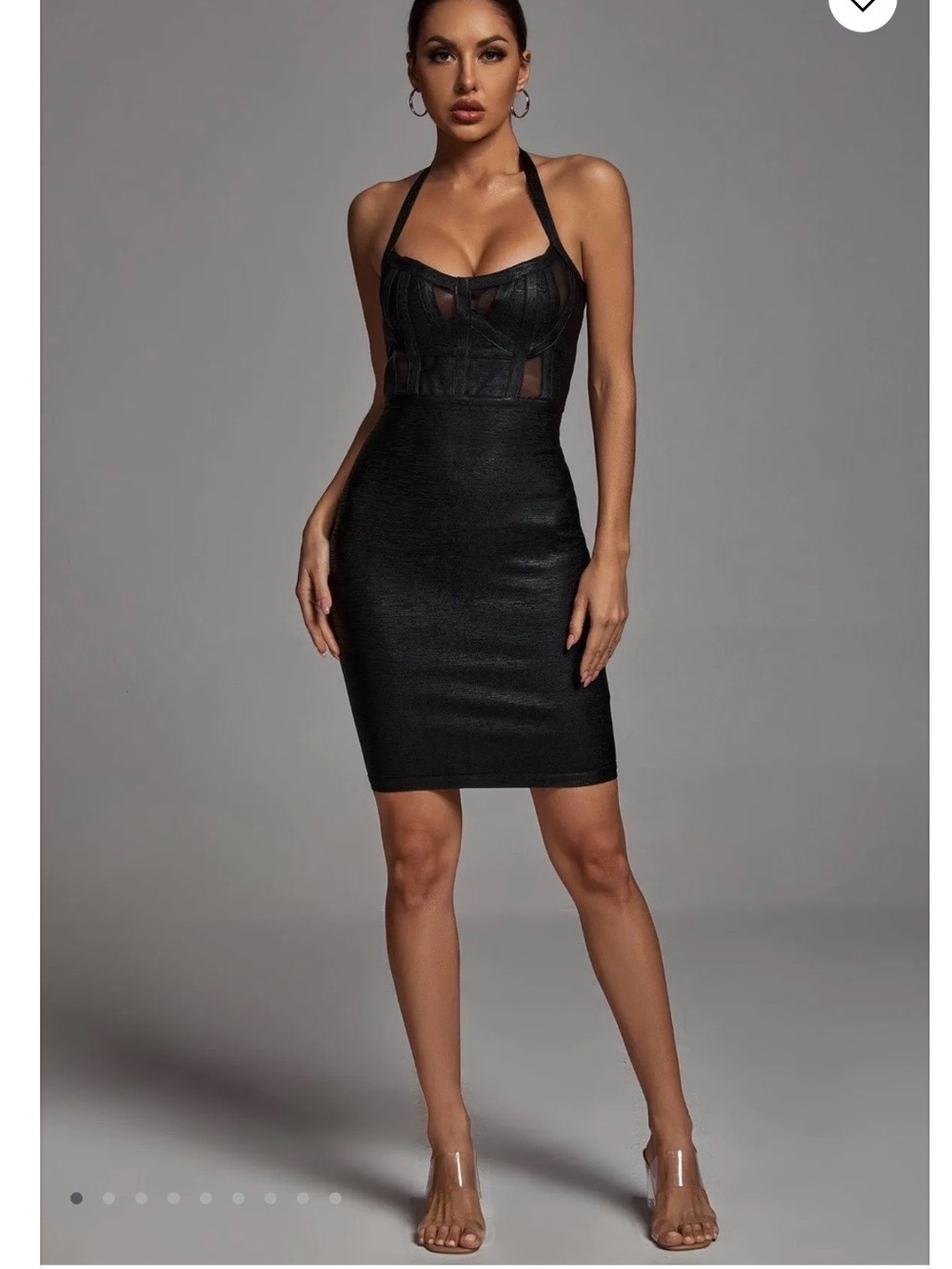 Bella Barnett Black Halterneck Bodycon Dress - Elegant Evening Fit - Picture 3 of 7